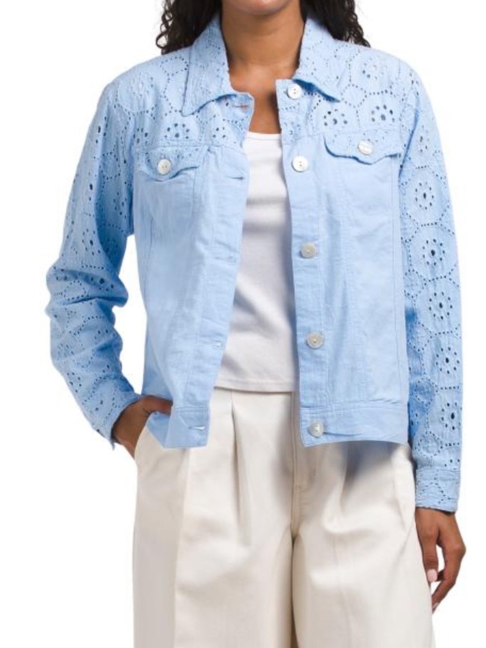 Dash Chambray Eyelet Cotton Jacket